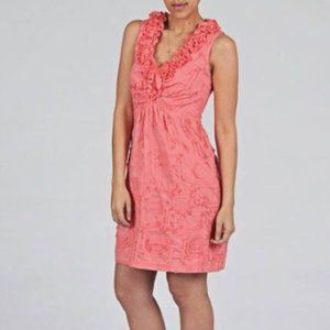 Ruffle Sleeveless V Neck Ruffle dress Coral/Salmon